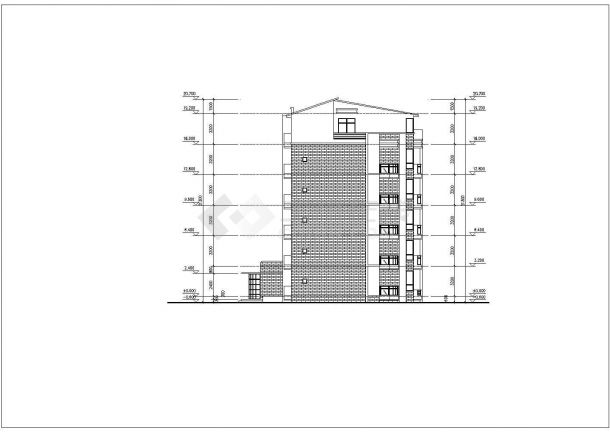 上海某地六层砖混结构学生宿舍楼建筑设计施工图纸-图二