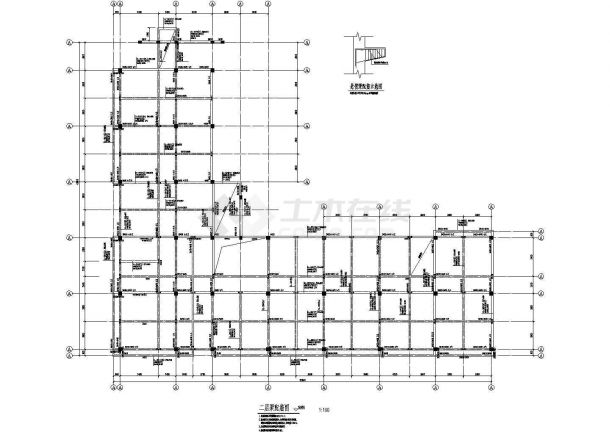 某L型四层框架结构办公楼结构施工图纸-图二