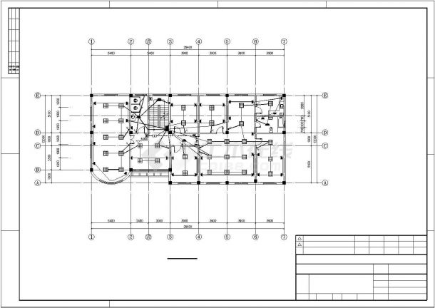 三层框架结构小型办公楼CAD全套施工图（含效果图）-图二