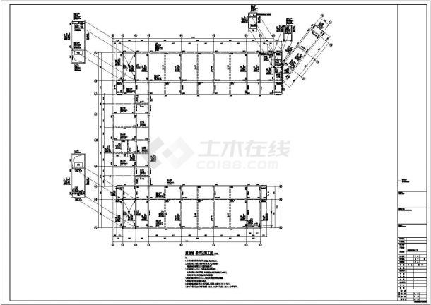 [南京]五层框架结构小学结构施工图（地下三层）-图一