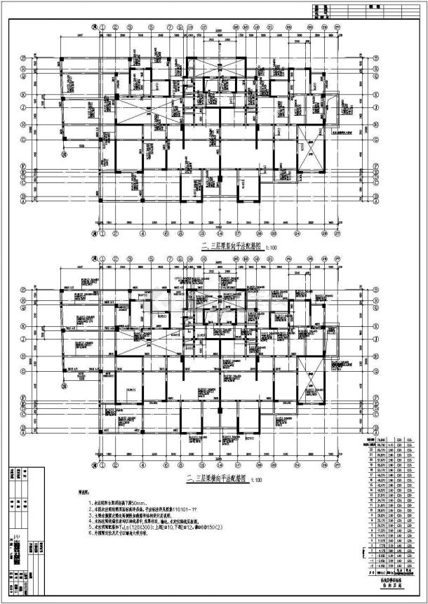 [64米]22层剪力墙结构住宅楼结构图（筏板基础）-图一