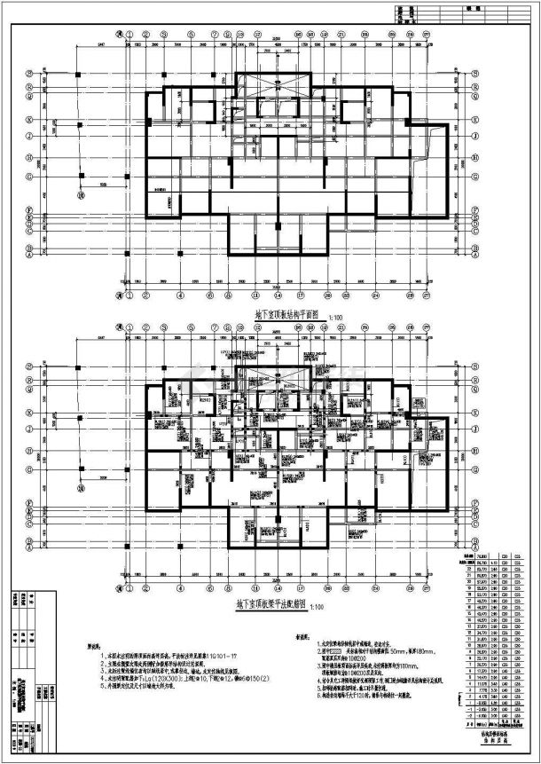 [64米]22层剪力墙结构住宅楼结构图（筏板基础）-图二