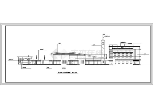 某地四层框架结构二级汽车站建筑设计方案图纸-图二