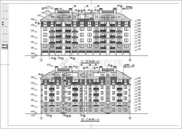 六层底框抗震墙结构住宅楼结构图（含建筑图）-图二