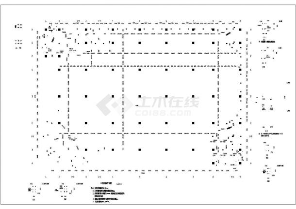 【江苏】某框架结构三层大型超市结构施工图纸-图二