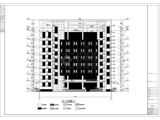 八层框架结构水环境监测中心办公楼结构图（含建筑图）-图一