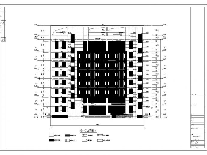 八层框架结构水环境监测中心办公楼结构图（含建筑图）_图1