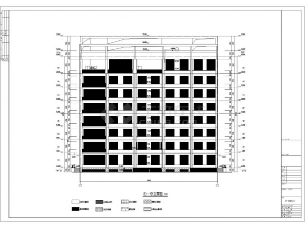 八层框架结构水环境监测中心办公楼结构图（含建筑图）-图二
