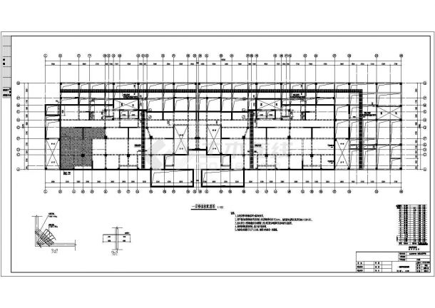 15层框架剪力墙结构住宅楼结构图（筏板基础）-图二