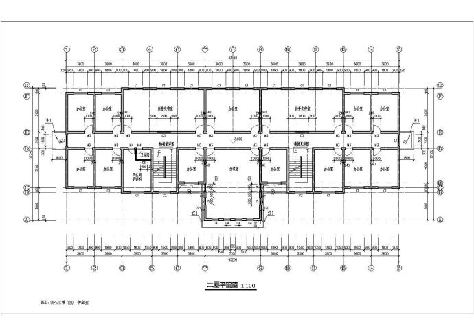 【江西】某地上三层办公楼建筑cad方案图（高19.8m）_图1