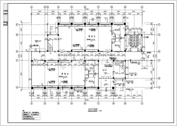 某三层中学科技楼艺术楼建筑施工图-图一