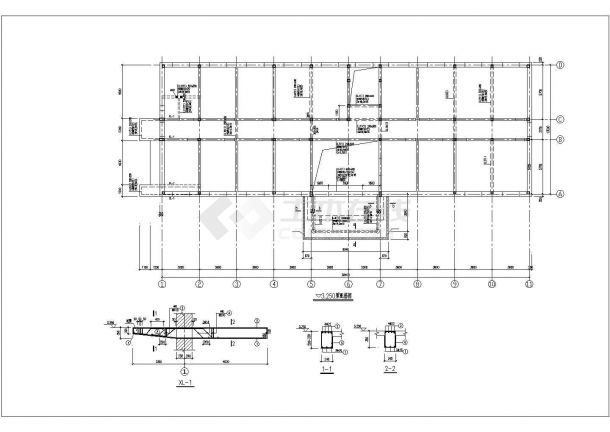 三层砌体结构条形基础办公楼结构施工图（7度抗震）-图一