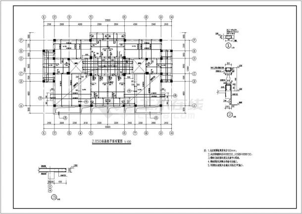 三层框架结构别墅CAD规划参考图-图二