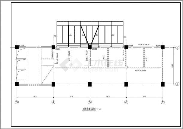 钢结构雨棚施工图（酒店入口  雨棚跨度6m，长15.6m，上设拉杆）-图二