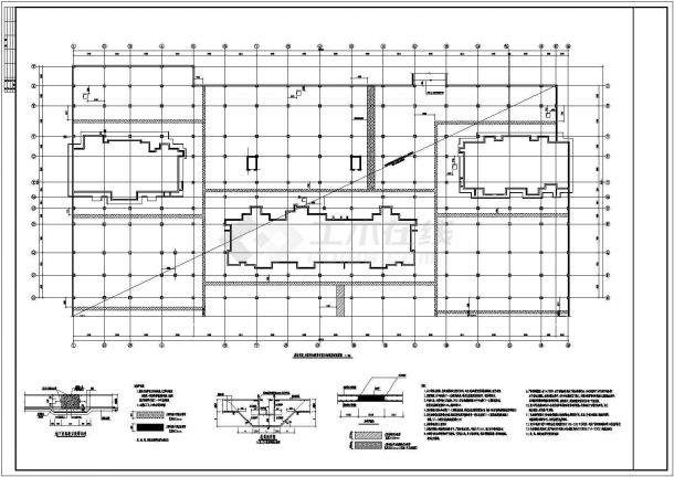 某区域负一层车库框架设计基础平面图-图一