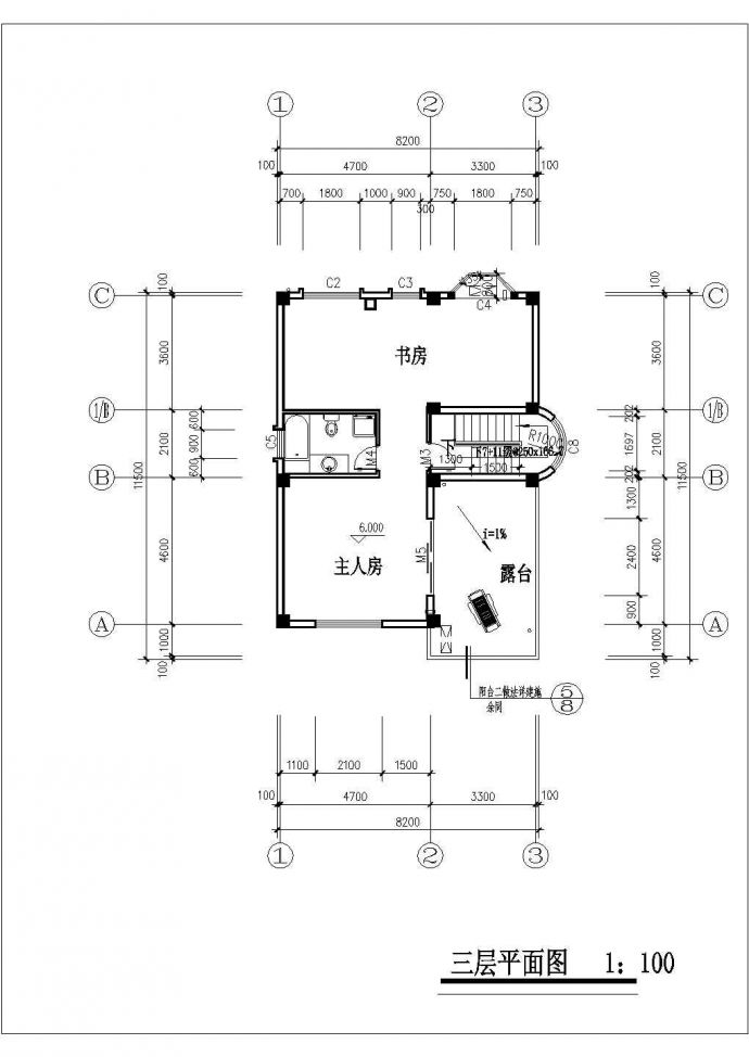某地区3层框架结构别墅建筑方案图_图1