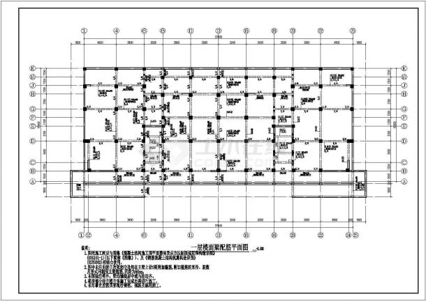 某地6+1层（带地下室）底框结构商住楼建筑结构施工图-图二