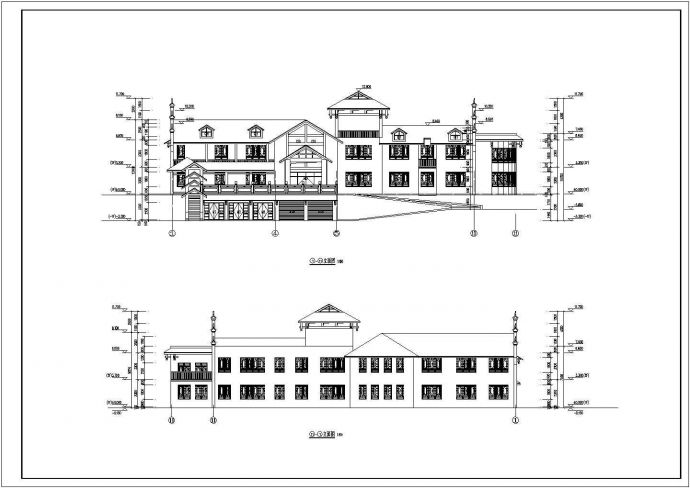 某地两层框架结构中式别墅建筑设计施工图_图1