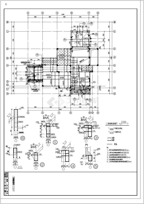 某2层异形柱框架别墅结构设计图-图二