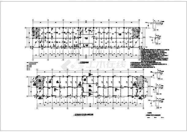 【大连】某高校3层操场结构施工图（7度抗震）-图一
