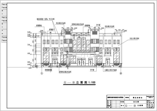 某地三层居委会办公楼建筑设计方案图-图二