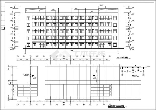 某学校五层砖混结构宿舍楼建筑设计方案图-图一