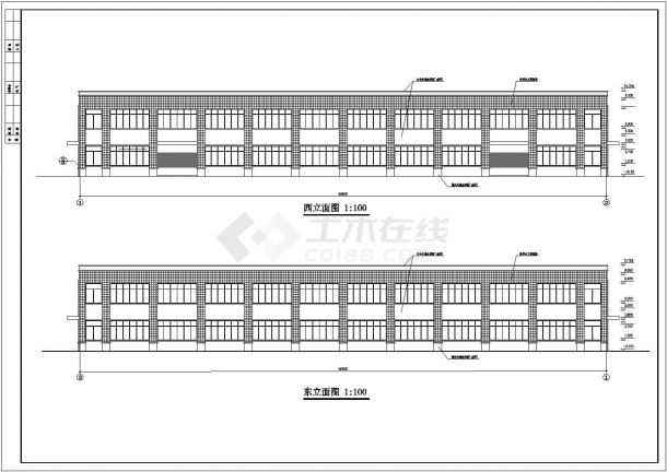 某地区2层全框架结构厂房施工图纸-图一