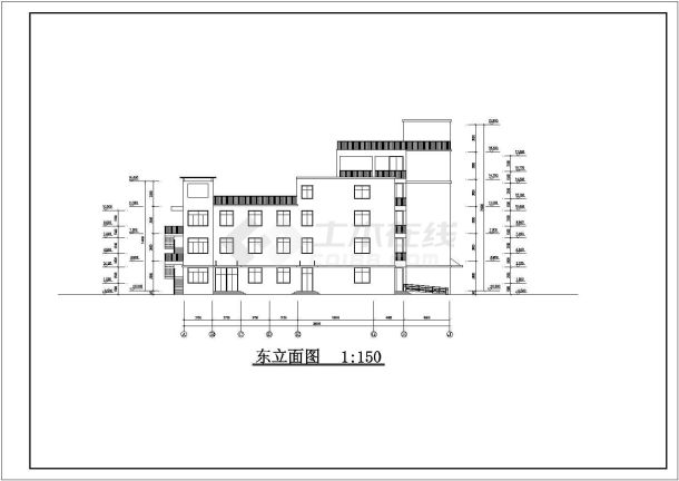 某学校五层框架结构学生宿舍楼建筑设计施工图-图二