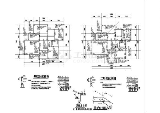 独立基础自建单体三层框架别墅结构施工图-图二