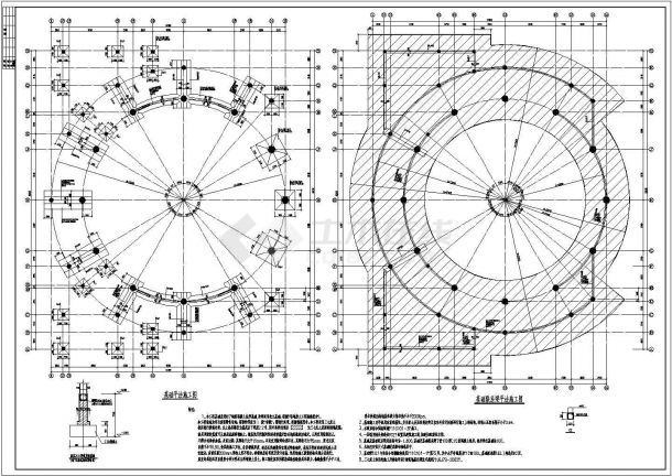 独立基础圆形天井框架结构商场结构施工图-图二