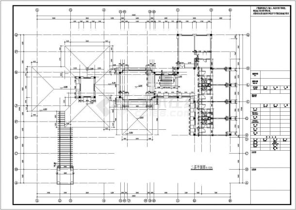 某框架结构中式复古办公楼建筑结构图-图二