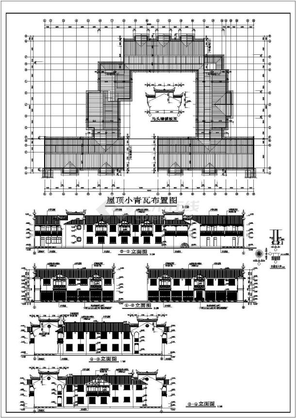 某福利院两层仿古宿舍楼建筑设计方案图-图一