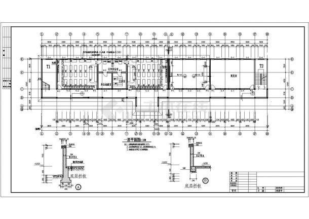 1700平方米四层中学实验楼建筑施工图纸-图二