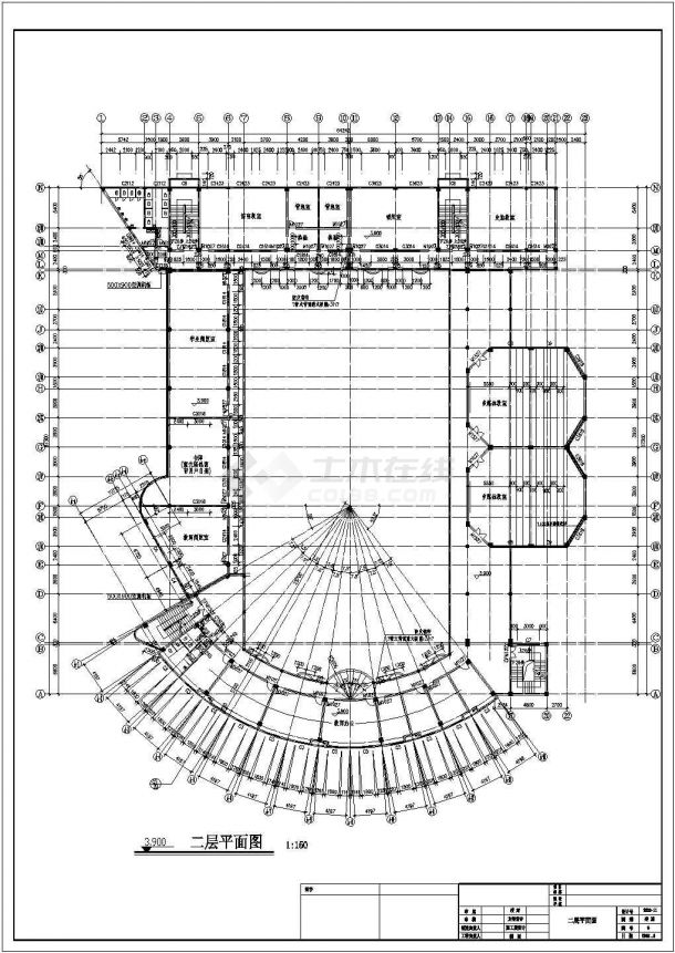 某11410平方米六层框架结构中学综合楼建筑施工全套图（高23米）-图一