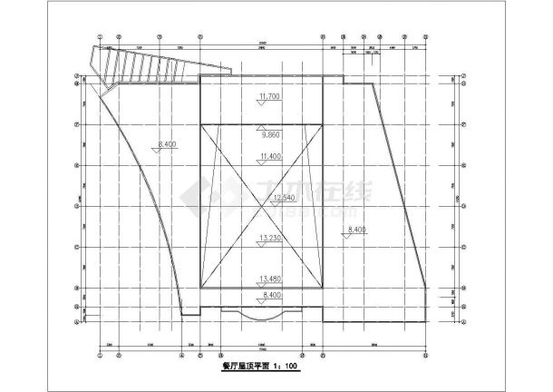 某中学两层框架结构食堂建筑设计方案图纸-图二