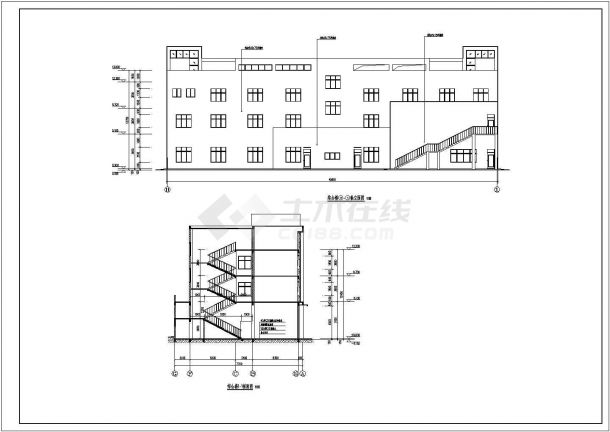 某消防队三层框架结构综合楼建筑设计方案图-图一