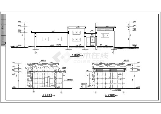 某地单层砖混结构厕所建筑设计施工图-图二