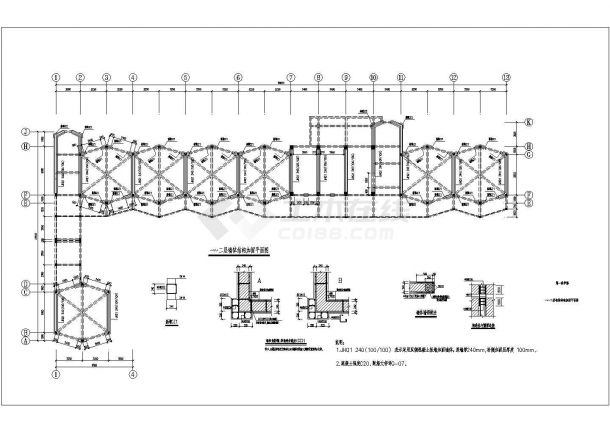 海南某五层框架结构中学加固建筑施工图-图二