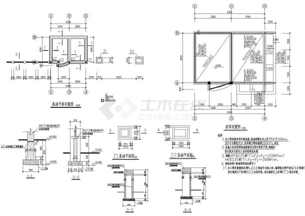 5.4米某砖混结构住宅区大门建筑结构施工图-图二