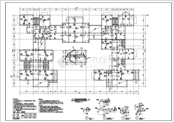 三层框架结构商业楼结构设计施工图-图一