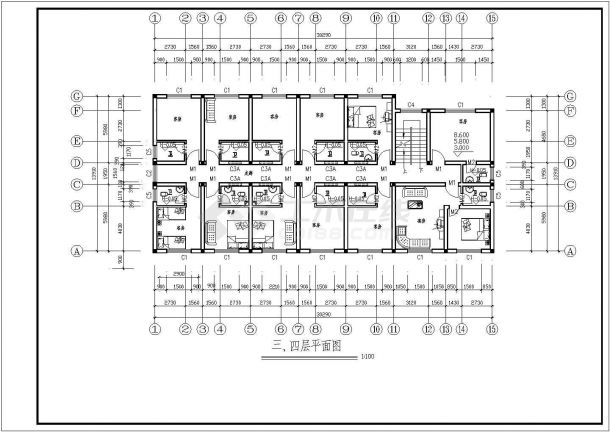 四层条形基础砖混办公楼结构施工图（6度抗震）-图二