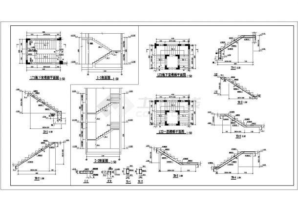 二层筏形基础框架别墅结构施工图（8度抗震）-图一
