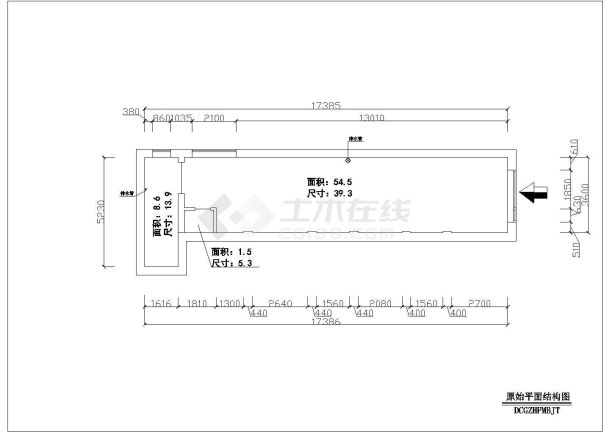 某小型理发店建筑CAD施工设计图-图一