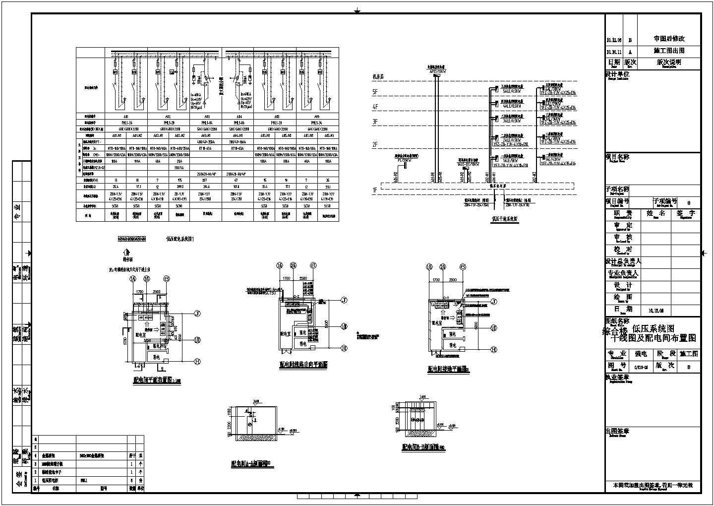 五层综合办公楼强电系统全套电气施工图纸