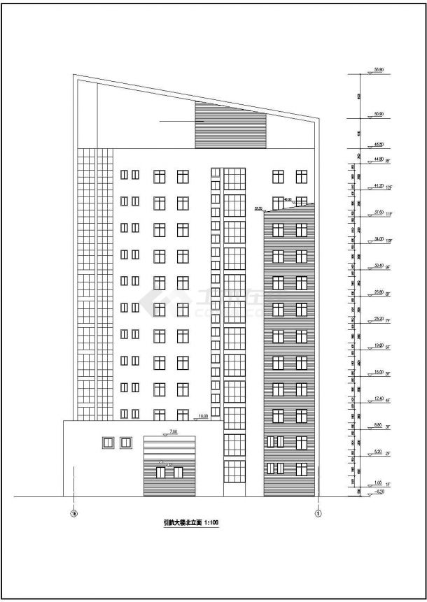 某地12层框架结构办公楼建筑设计扩初图-图一