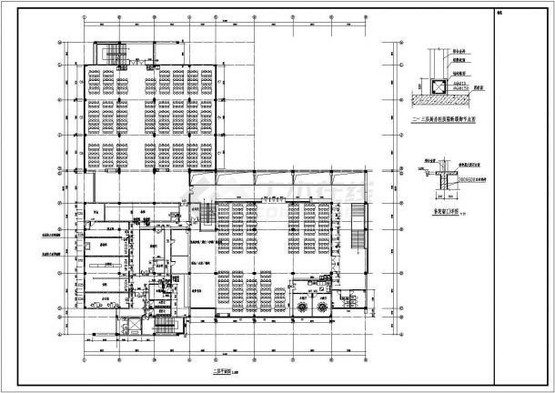 某学校食堂平面布置装修设计图（地上2层）-图一