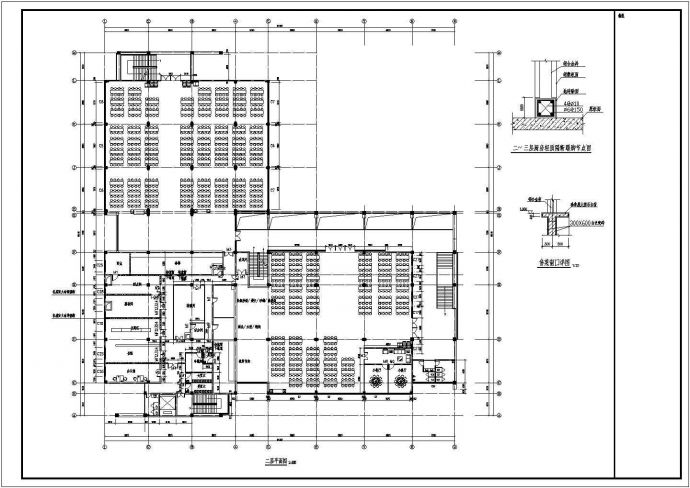 某学校食堂平面布置装修设计图（地上2层）_图1