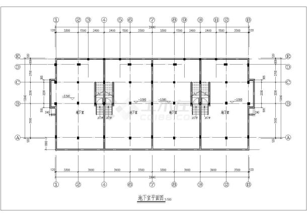 某新农村建设4间套排屋建筑设计平面图（地上3层）-图一