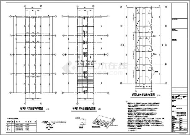 某地双坡双跨轻型门式钢架厂房结构施工图（局部夹层）-图二