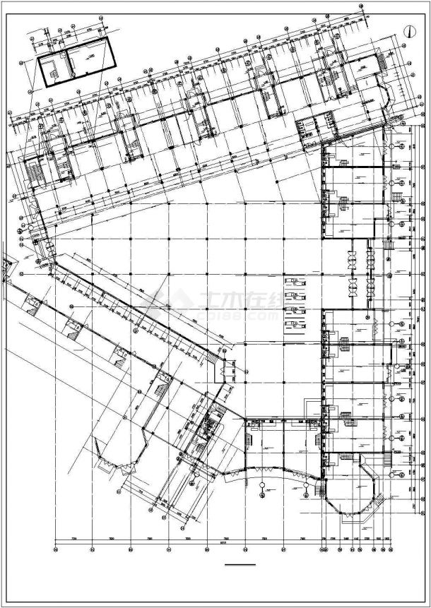 大连六层商住楼给排水CAD平面布置参考图-图一